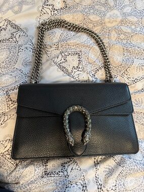 GUCCI LEATHER DIONYSUS CRYSTAL EMBELLISHED BAG